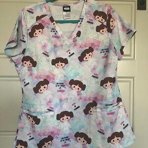 Star Wars Multicolor SCRUB  Cartoon Print Top